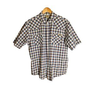 Skechers Men's Plaid Pearl Snap Up Shirt Short Sleeve Pockets Size XL Western
